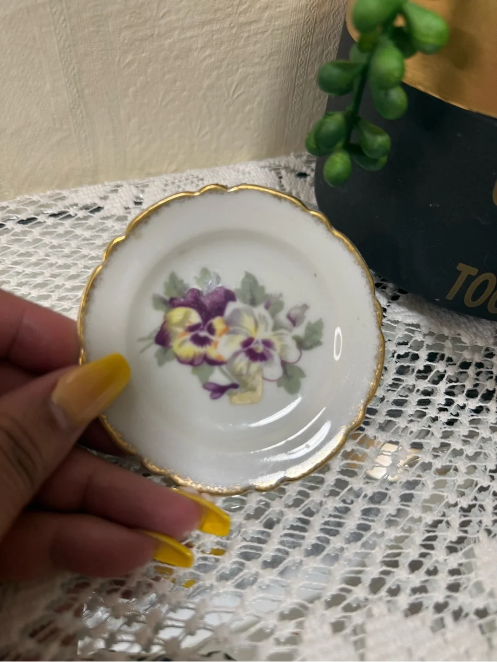Vintage Miniature Porcelain Floral Plates Butter Pats Lot 2 Hand painted Japan